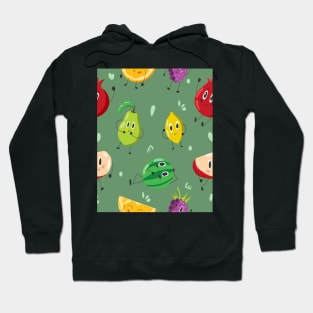 Funny Fruits - Green Background Hoodie